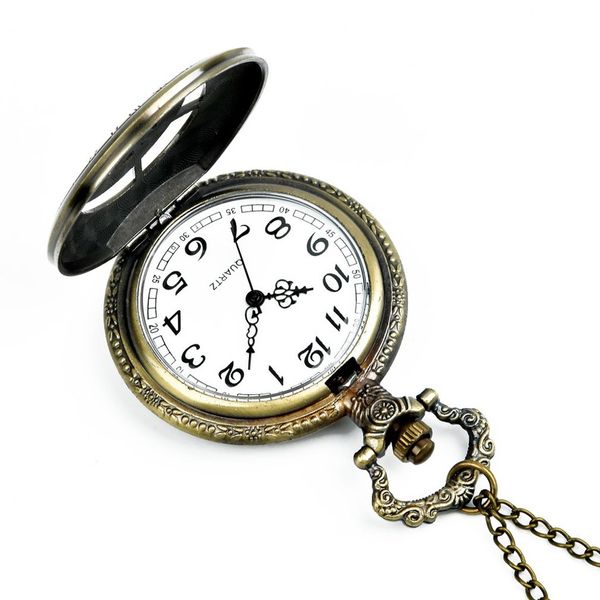 

large pocket watch bronze retro pocket watch classic design men's women's fashion quartz creative gift, Slivery;golden