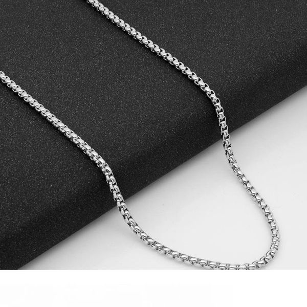 

tone box necklace chain, auniquestyle 316l stainless steel necklaces 3 4 5 mm silver women men chain jewelry titanium steel square rolo link