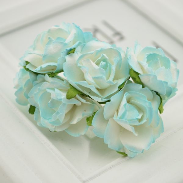 

6pcs paper rose artificial flowers scrapbooking for wedding car decoration handicraft diy gift box wreath material fake
