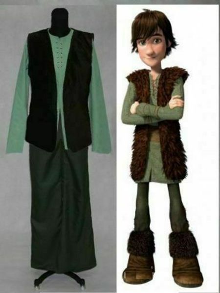 

новый! как приручить дракона hiccup коричневый зеленый outfit хэллоуин косплей costum, Black;red