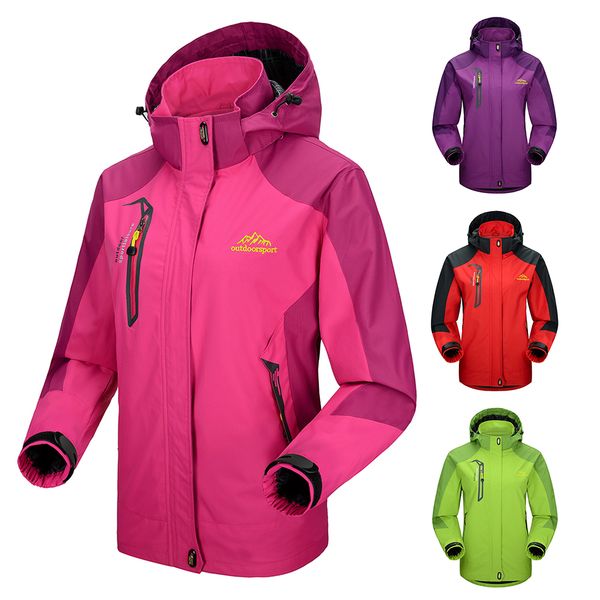 

lixada outdoor hiking jackets waterproof windproof raincoat sportswear traveling cycling sports detachable hooded coat for women, Blue;black
