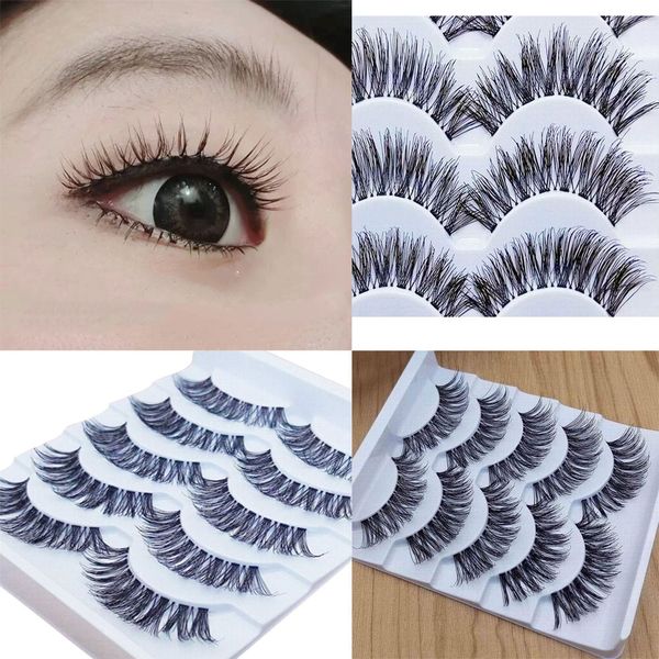 

gracious makeup handmade luxury eyelashes 5pairs/sets natural long false extension exquisite maquiagem lashes long strip c524