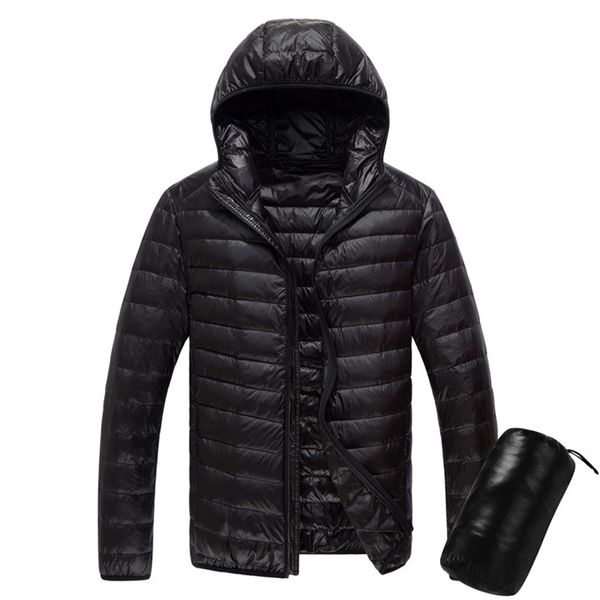 

men's down & parkas tide men casual ultra-light long-sleeved solid color hooded carrying case warm coat, Black