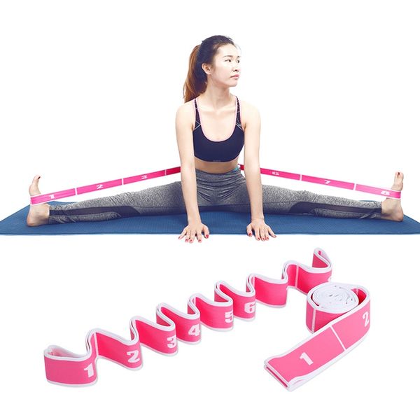 

resistance bands split stretching yoga stretch strap with 8 loops elastic nylon latex latin dance band toughness training tool