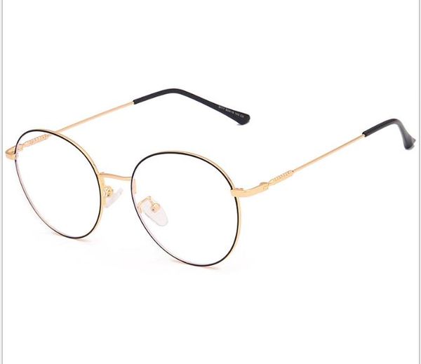 

новое маленькое лицо круглая рамка ретро близорукие очки рамка для мужчин и женщин общие анти-blu-ray плоские очки рамка очки, White;black