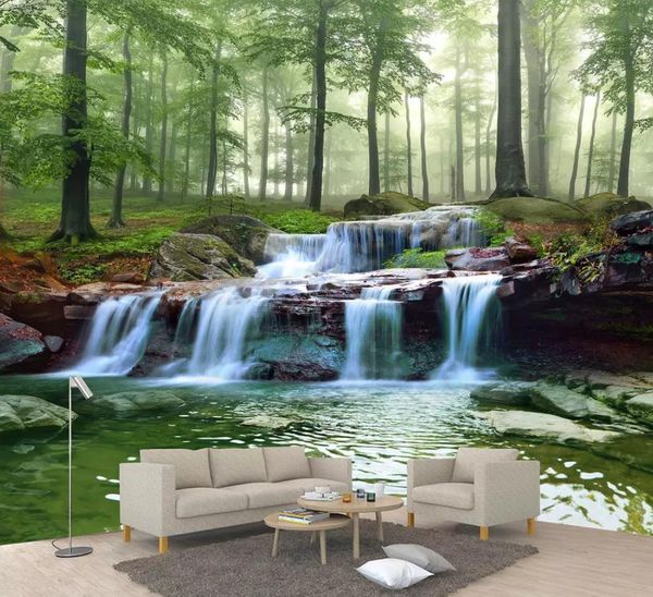foto papel de parede para paredes da angra da floresta madeiras cachoeira paisagem paisagem pintura sala de parede de fundo TV