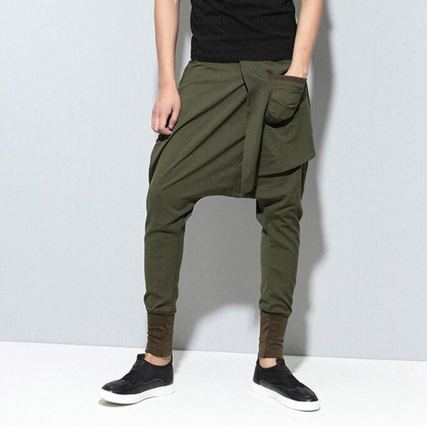 

men harem pants drop crotch pockets joggers solid trousers men loose hip-hop baggy pants women casual yoga-pants 5xl, Black
