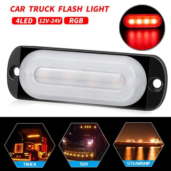 

1/2/4pcs red 4-led car truck side marker lamp work flash light waterproof 12-24v brand new and high quality