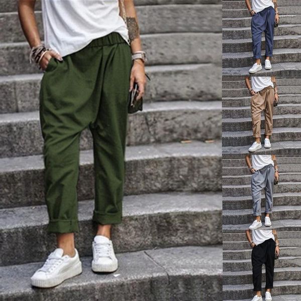 

loose harem pants elastic waist simple summer casual pants famale designer pants women solid color, Black;white