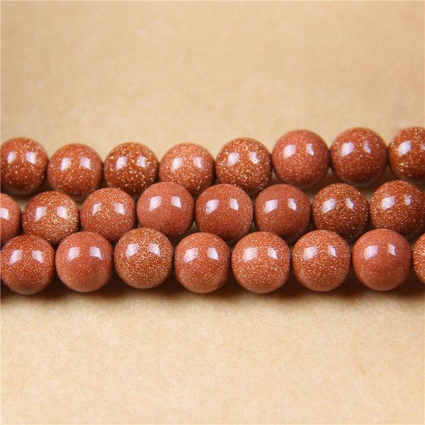 

1strand/lot 4/6/8/10/12 mm natural gold sand stone charm round beads loose spacer bead for jewelry making diy necklace bracelet