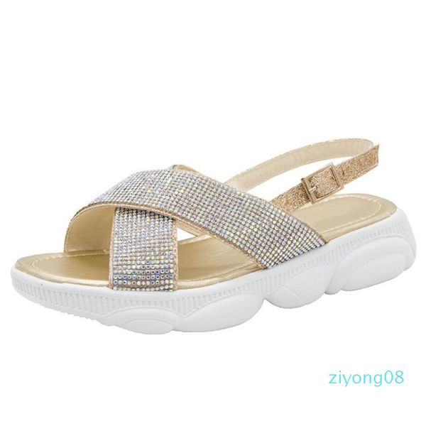 

summer sandals women shake shoes thick wedges creepers platform rhinestone open peep toe women sandals casual flats size 35-40 zz8 zz8, Black