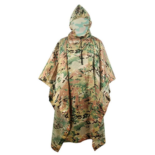 

camo hunting ghillie suits rain poncho polyester+pvc waterproof raincoat environmental emergency rain poncho outdoor sportswear