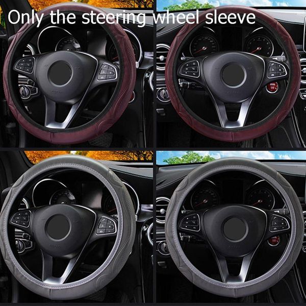 

leather auto steering covers black car sport steering wheel cover universal 38cm wheel covers car inter accessories