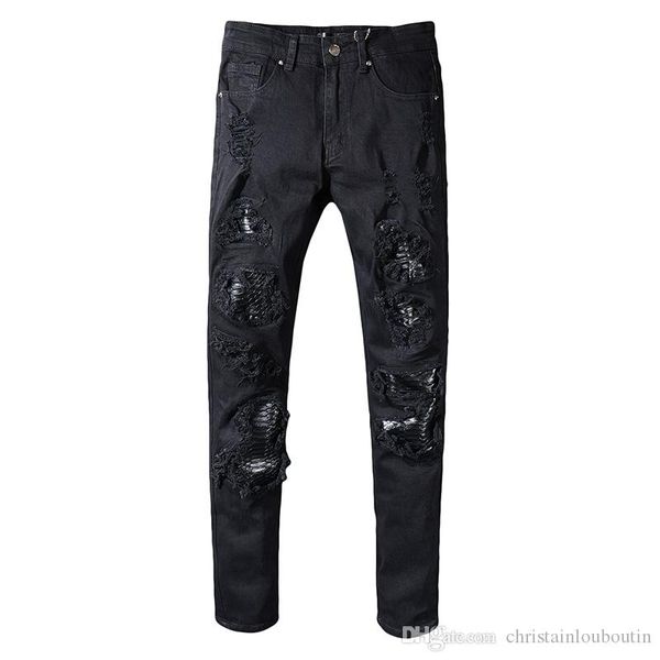 

оптовый представляет дизайнер одежды брюки аквамэна мужской тонкие прямые байкера узких джинсов мужчины женщина рваных джинсы рыбьей чешуи, Blue