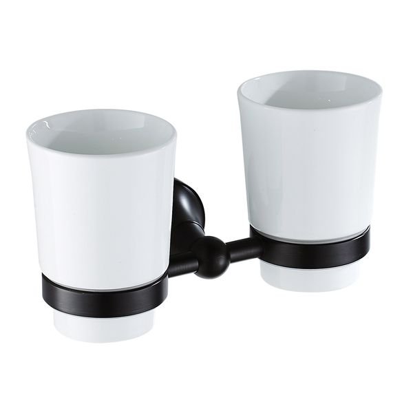 

bathroom wall mount round double tumbler cup holder with cups set