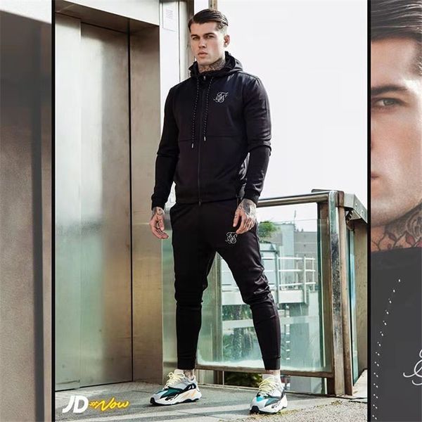 

2020 весной и осенью мужские моды напечатаны случайные спортивные брюки тренажерный зал фитнес беговые брюки 85% хлопок красивый мужской, Black