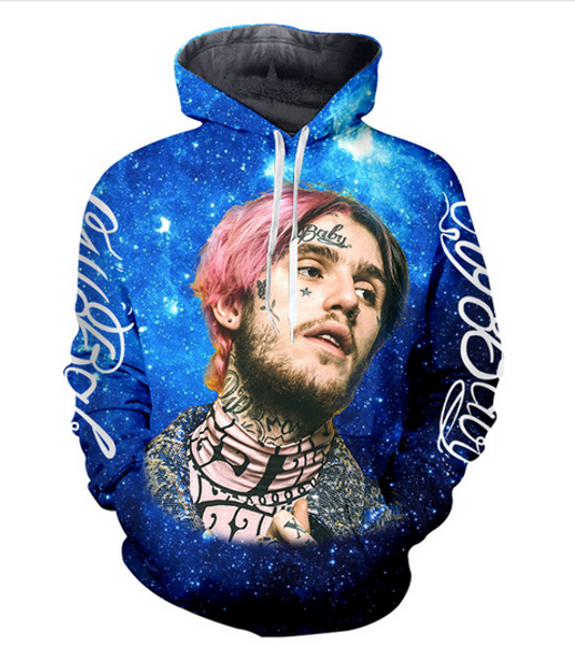 

new fashion couples men women hd lil peep funny 3d print hoodies sweatshirt jacket pullover rw010, Black