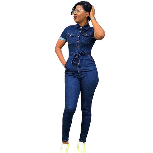 

bodycon jumpsuit blue casual jeans overalls jumpsuit female denim slim bodycon playsuit short sleeve turn-down collaroutfit wome, Black;white