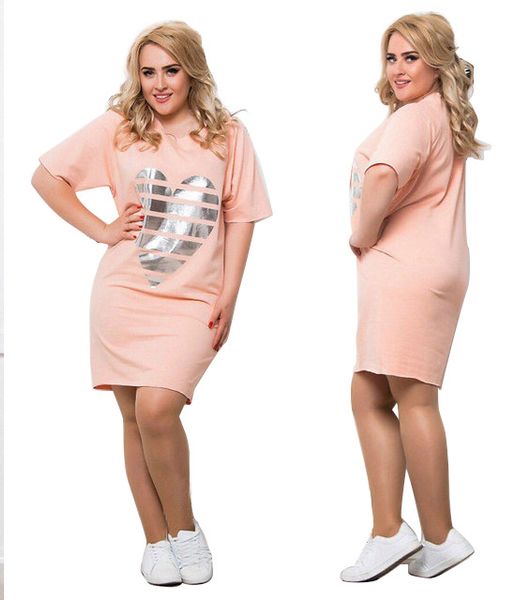 

5XL 6XL Dress Women Clothes Casual Loose Summer LOVE Tshirt Dresses Short Sleeved Plus Size Dress