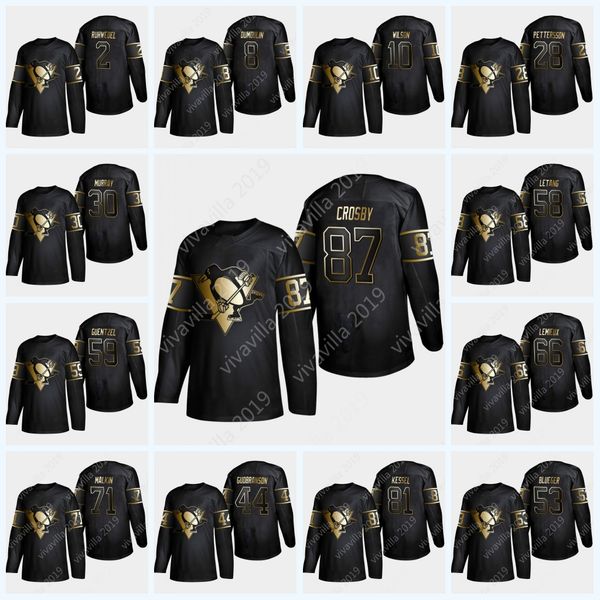 

2019 Golden Edition Pittsburgh Jersey 87 Sidney Crosby 30 Matt Murray 71 Evgeni Malkin 59 Jake Guentzel 58 Kris Letang 17 Bryan Rust