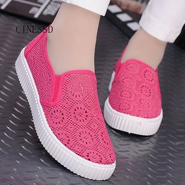 

summer flat shoes breathable mesh lace women shoes flats platform sneakers women round toe slip-on casual ladies, Black