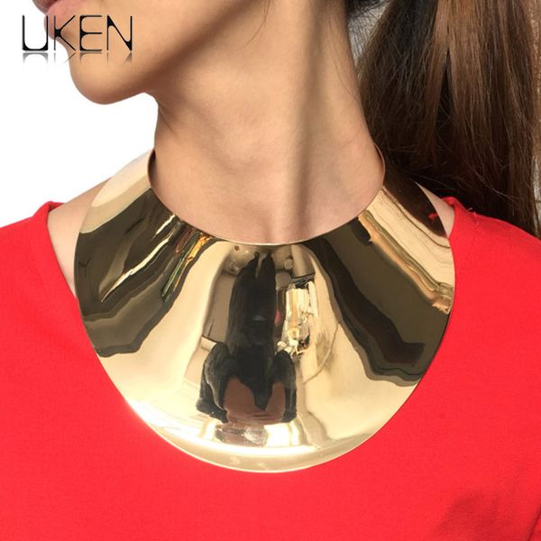 

fashion alloy big torques statement necklaces for women steampunk style collar choker necklace jewelry 2018 uken, Silver
