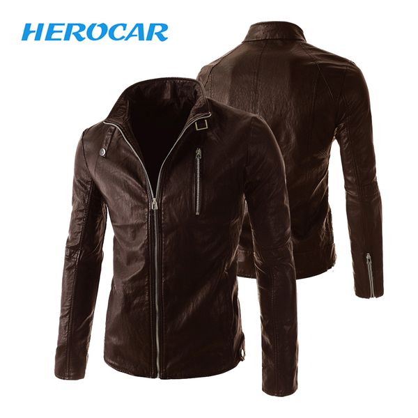 

herobiker мотоцикл куртка мужчина vintage pu кожаная куртка гонки stand collar байкер punk ветрозащитная мотоциклетная мото куртка