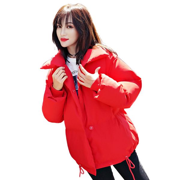 

clothes real time 2018 new pattern woman down cotton small cotton-padded jacket bread serve short fund thickening loose coat, Black