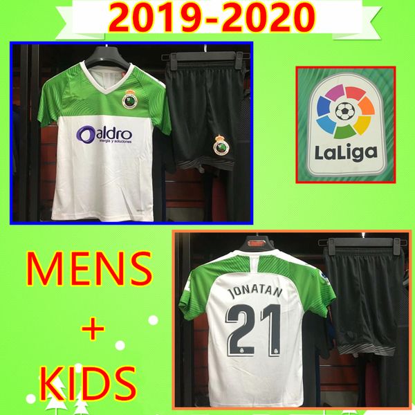 

kids kit 19 20 racing santander soccer jerseys 2019 2020 hidalgo mens suit camisetas de fútbol barral yoda boys set football shirts, Black