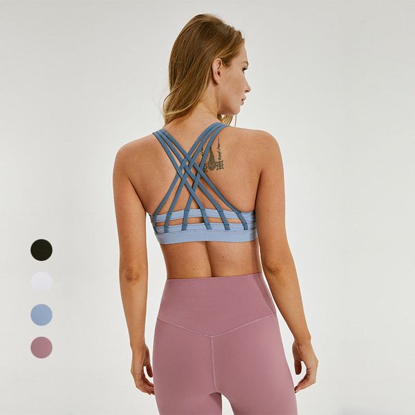 

beautiful back padded workout fitness sports bra women crisscross straps push up gym yoga athletic bras crop, White;red