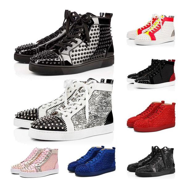 

red bottom shoes men spike womens designer sneakers brand luxury 2020 new arrival red bottoms platform fashion trainers casual shoes, Black