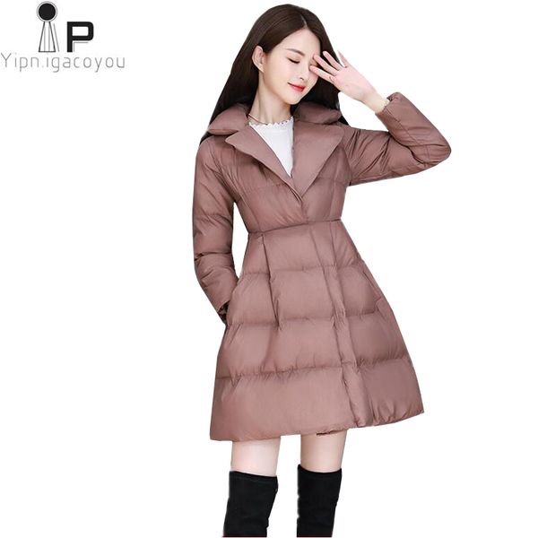 

fashion thicken parka coat womens down jacket autumn winter new long bow black warm jacket korean women overcoat