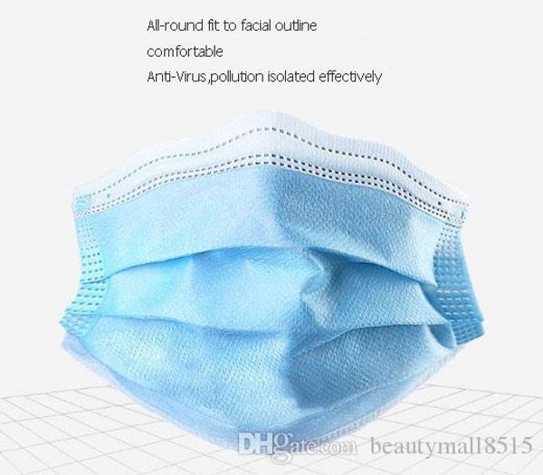 

disposable face mask wholesale 3 ply ear loop anti virus dustproof face respirator masks non woven bacterial filter mascherine fedex