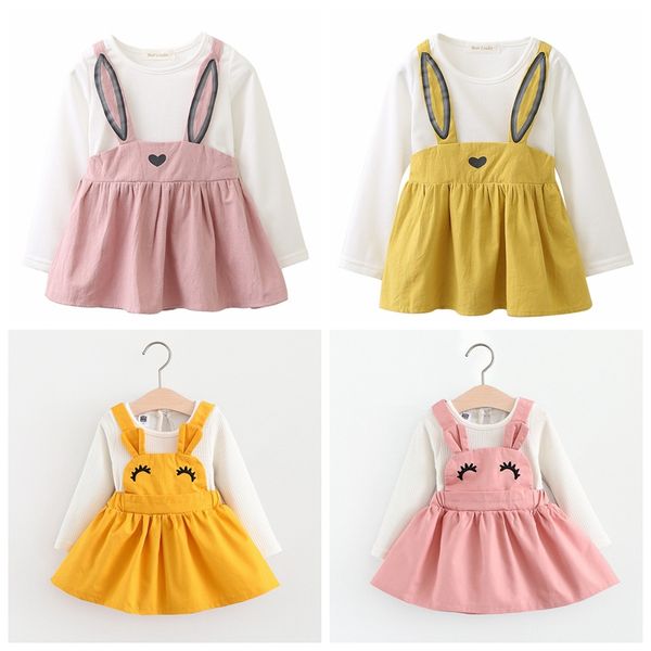 -Nascidos bebês meninas vestir manga longa saias menina coelho gato bonito bebê casuais camisa blusa roupas boutiques primavera outono