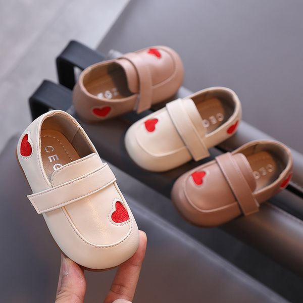 

autumn baby girls leather shoes love princess soft bottom leather shoes baby toddler children's