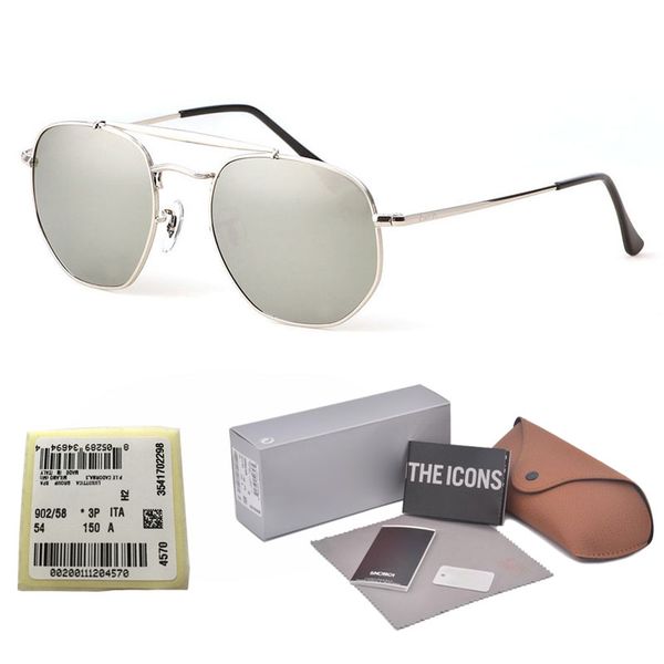 

1pcs wholesale Brand sunglasses men women Polygon sunglass feminino masculi mirror glass lens sun glasses oculos de sol with box and label