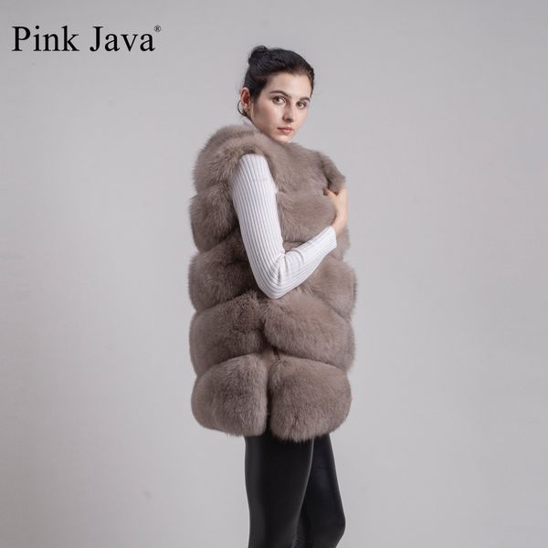 

pink java qc8006 new arrival full pelt real fur gilet women vest furs fashion model wholesale ing, Black