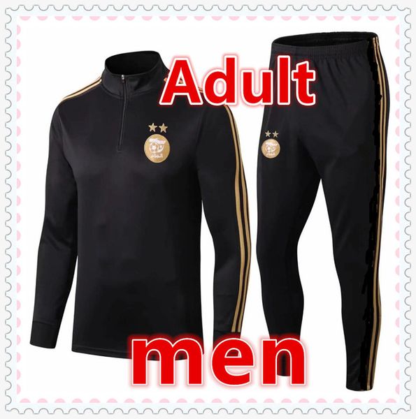 

new 2019 2020 algeria mens football tracksuits football training suit 19 20 afcon mahrez brahimi soccer tracksuit jogging jacket, Black