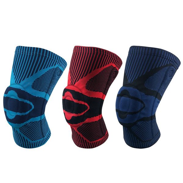 

m-xl spring support silicon padded knee pads support brace meniscus patella protector sport safety protection volleyball kneepad, Black;gray