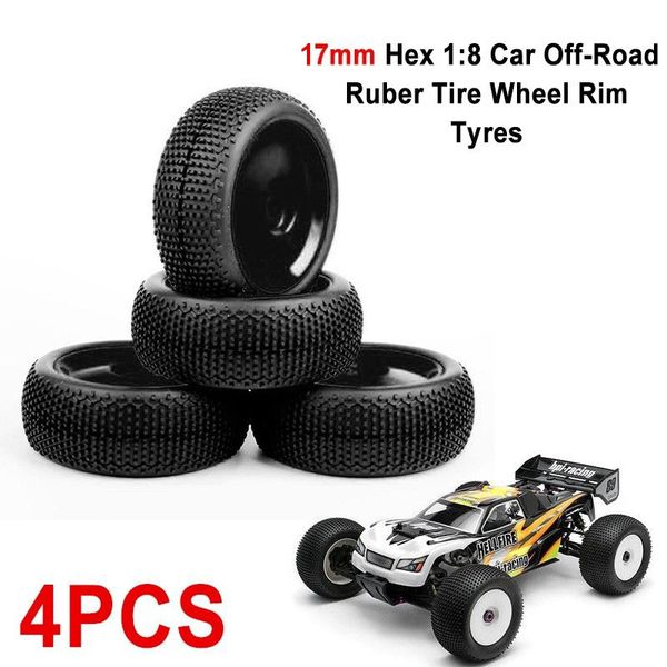 

new 17mm hex 1:8 car ruber tire wheel rim tyres rubber tires hub hex wheel rim for 1/8 rc crawler buggy off-road truck 4pcs