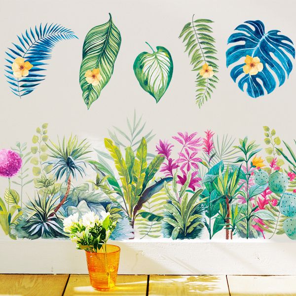 

wall stickers large multicolor flowers leaves for living room bedroom background removable diy decals baseboard home decor