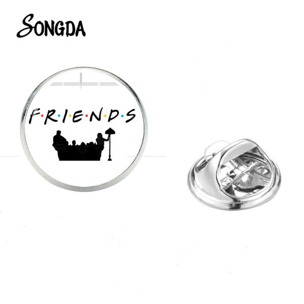 

songda american friends tv show sofa coffee brooch glass crystal collar pins coat jewelry for men women friendship souvenir, Gray