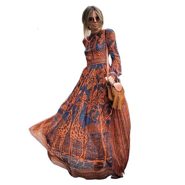 

women summer clothes maxi dresses v neck women spring fashion long dress chiffon long sleeve print elegant vestidos designer clothes, Black;gray