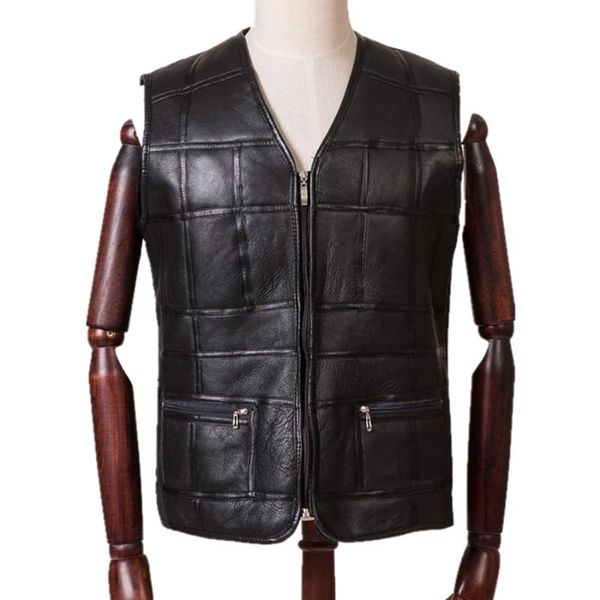 

real sheep fur vest, Black;white