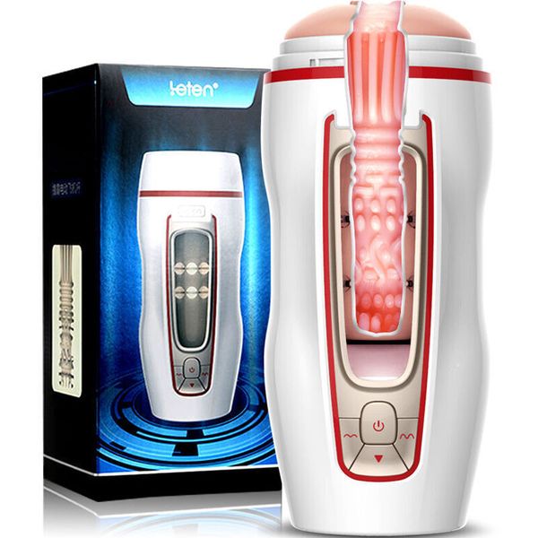 Leten Masturbador Masculino Automático Pussy Cup Pocket Vagina Artificial 49 Modos Vibrador Robusto Masturbação Brinquedo Sexual Para Homem D18110506