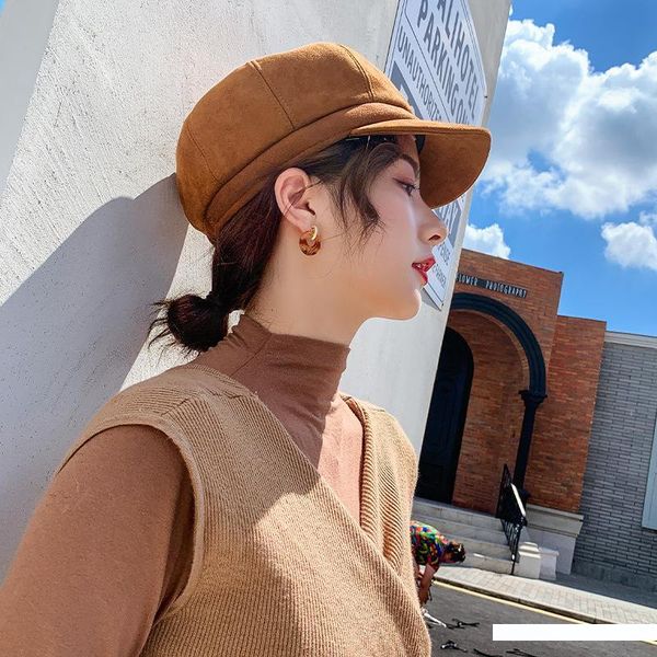 

fashion woolen hat duck tongue british painter hat japanese octagonal hat wool winter beret fashion women beret peaked cap, Blue;gray