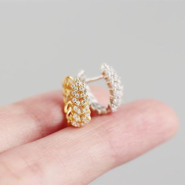 

1pair new 925 sterling silver huggie earring fashion cz hoop earrings, Golden;silver