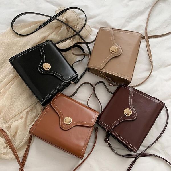 

new shoulder bag fashion women's solid color large capacity leather messenger bag for women bolsa feminina sac a main femme 2020