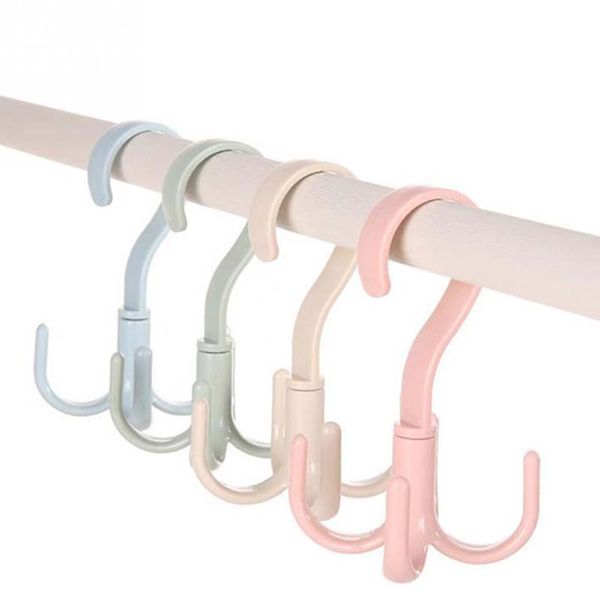 

360 degrees rotated 4 hooks plastic handbag clothes ties bag holder hanging rack storage organizer