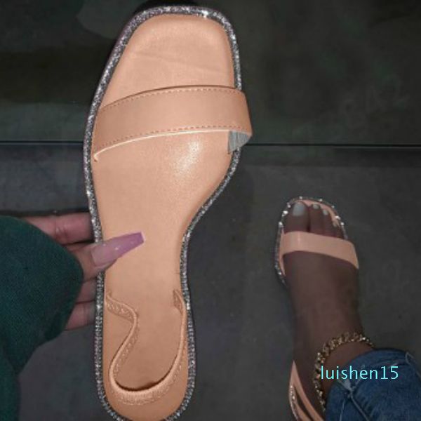 

women mix color summer sandals flat heel platform crystal peep toe back strap fashion beach female ladies shoes zapatos de mujer l15, Black